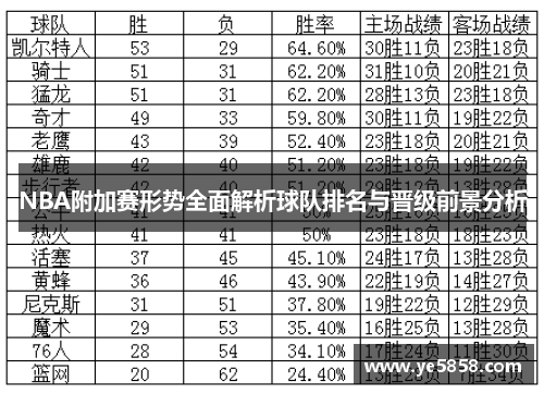 NBA附加赛形势全面解析球队排名与晋级前景分析
